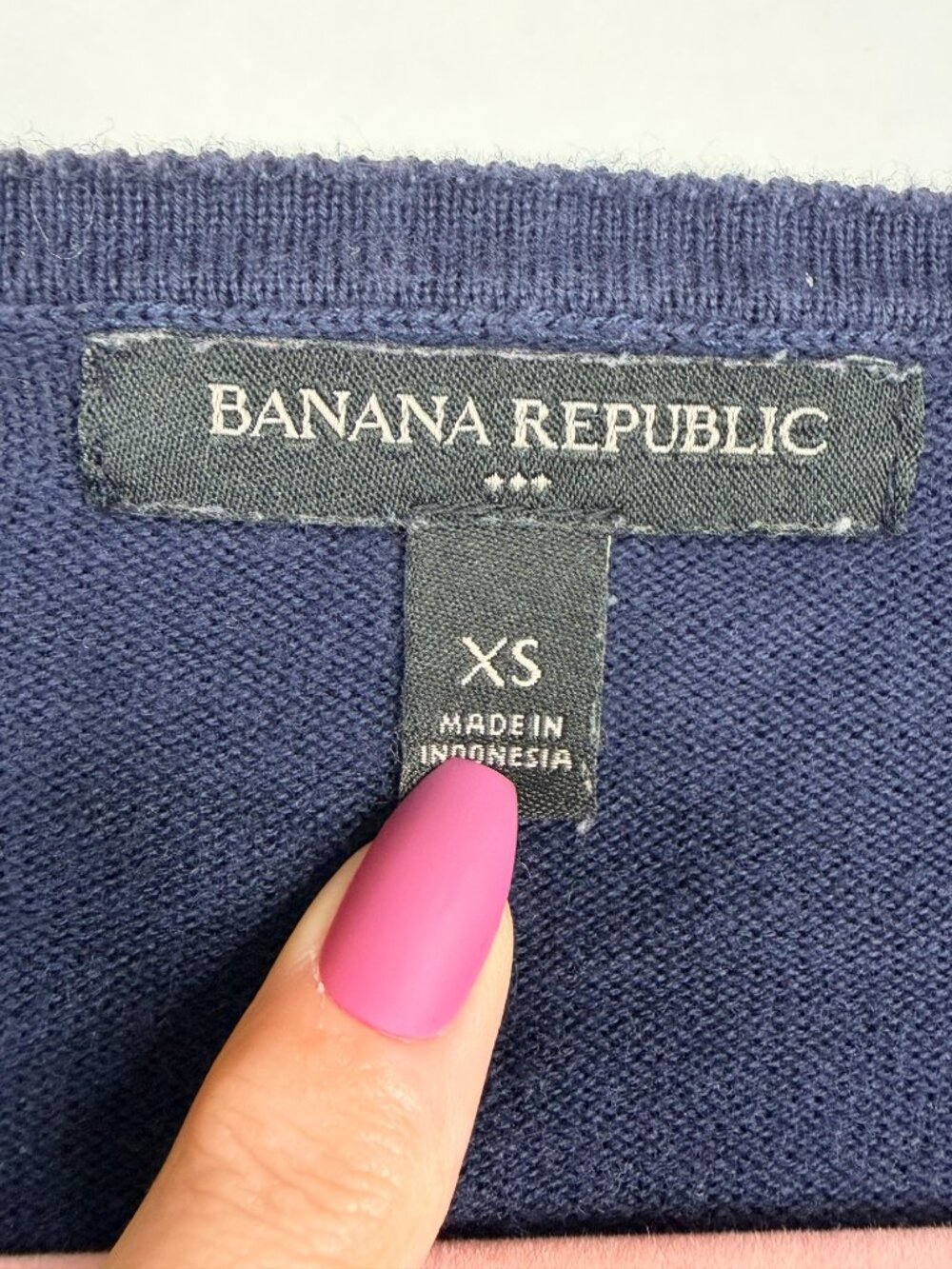 2/$30 Banana Republic Cotton Blouson V-Neck Sweater Navy XS #A2367 - Picture 5 of 7